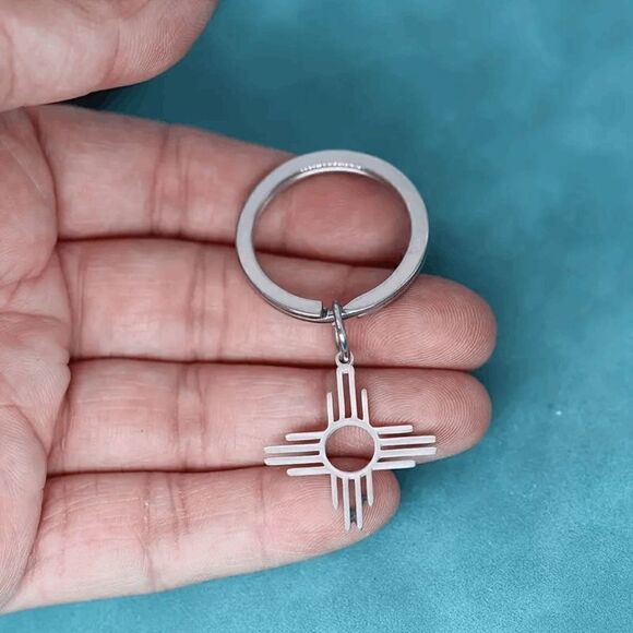 Zia Symbol Stainless Steel Keyring Keychain - Picture 3 of 3